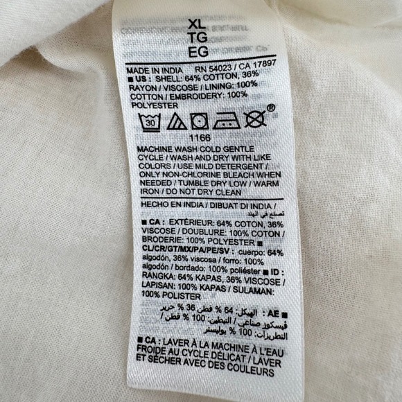 Old Navy Womens XL Ruffled Strap Smocked Waist Eyelet Dress Cream Coquette - Picture 8 of 10